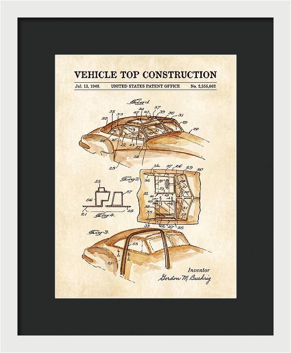 Vehicle Top Construction Watercolor Patent Us2556062a