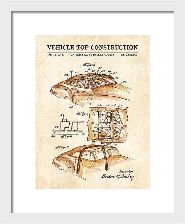 Vehicle Top Construction Watercolor Patent Us2556062a