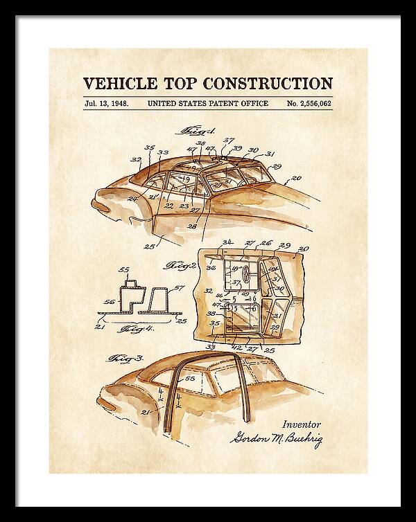 Vehicle Top Construction Watercolor Patent Us2556062a