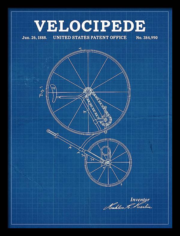 Velocipede Blueprint Patent Us384990a