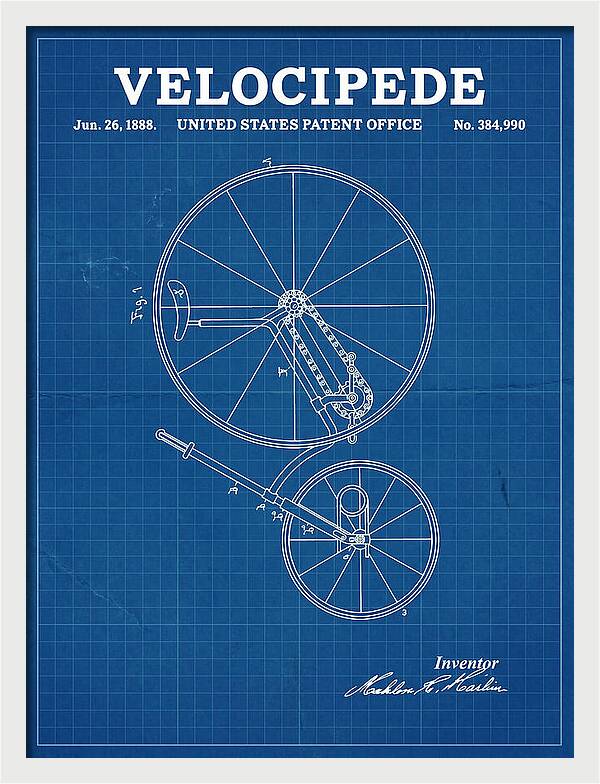 Velocipede Blueprint Patent Us384990a