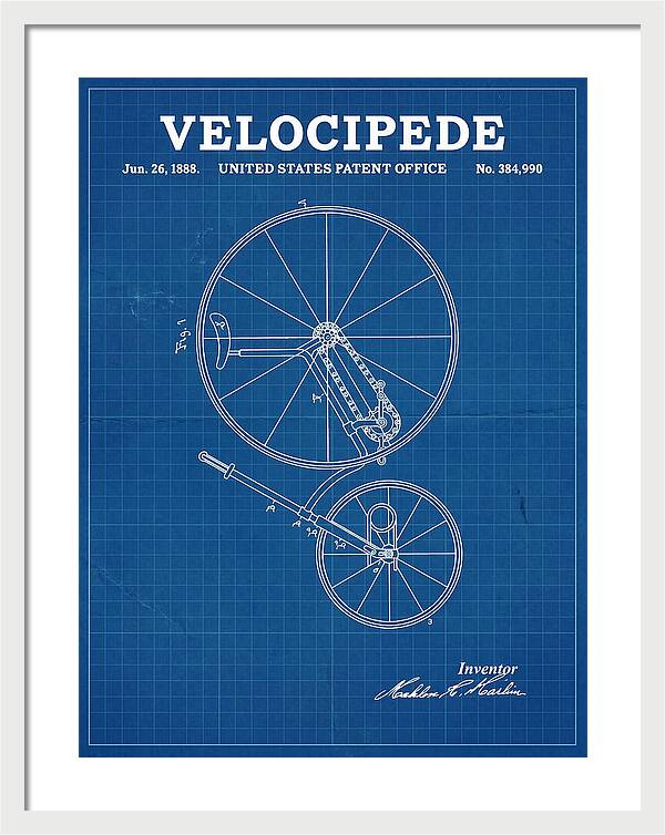 Velocipede Blueprint Patent Us384990a