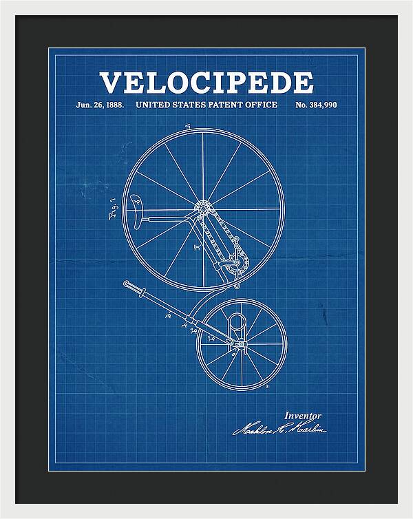 Velocipede Blueprint Patent Us384990a