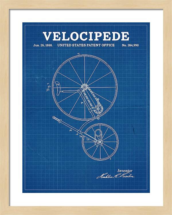 Velocipede Blueprint Patent Us384990a