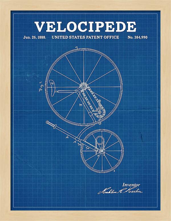 Velocipede Blueprint Patent Us384990a