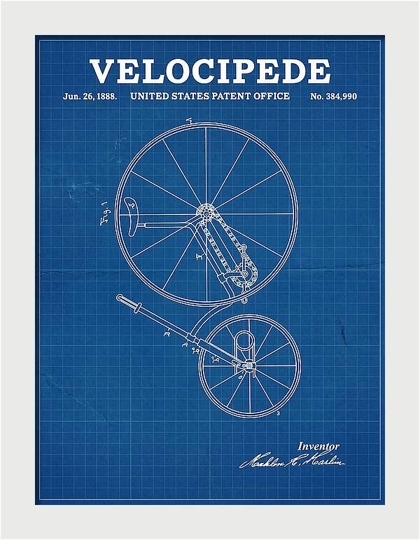 Velocipede Blueprint Patent Us384990a