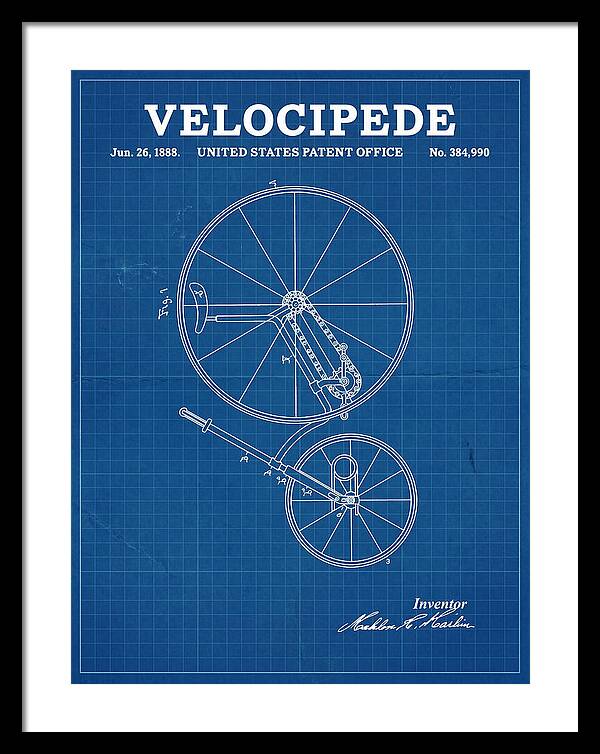 Velocipede Blueprint Patent Us384990a