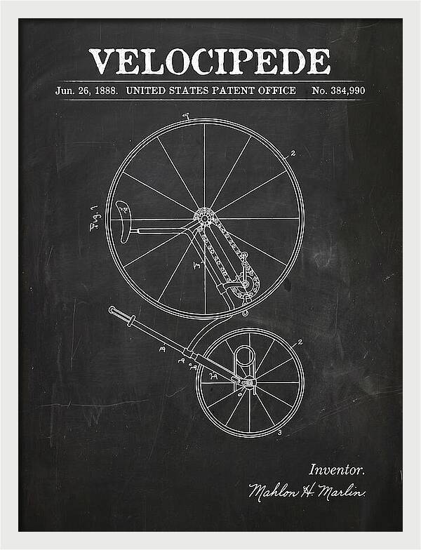 Velocipede Chalkboard Patent Us384990a