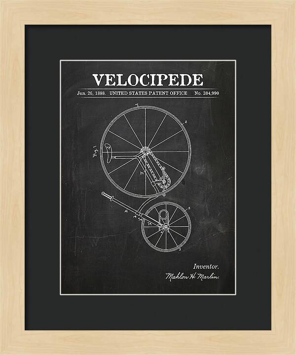 Velocipede Chalkboard Patent Us384990a