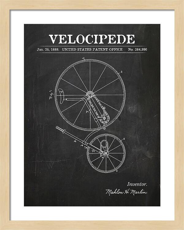 Velocipede Chalkboard Patent Us384990a