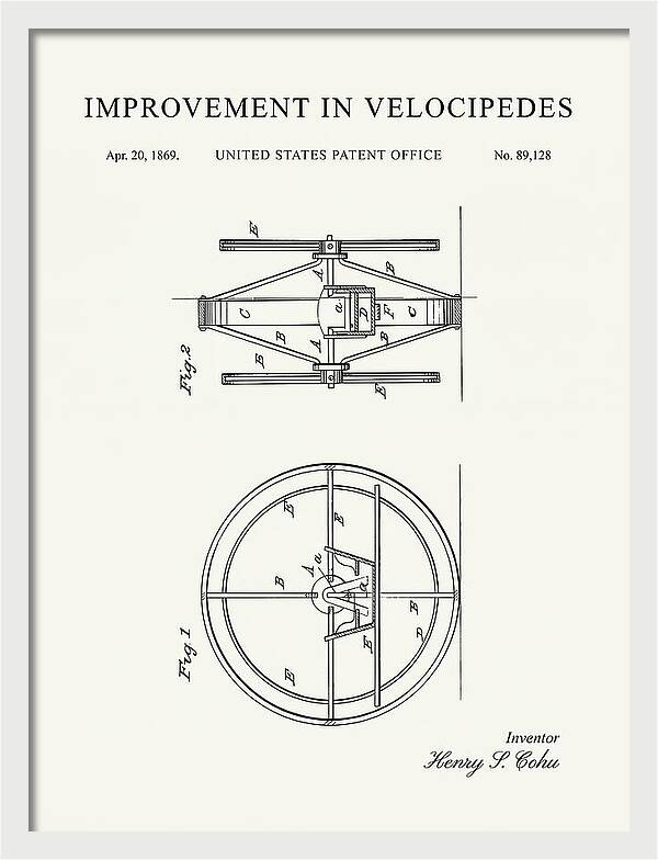 Velocipede Minimalist Patent Us89128a