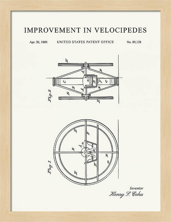 Velocipede Minimalist Patent Us89128a