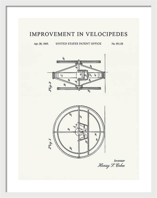 Velocipede Minimalist Patent Us89128a