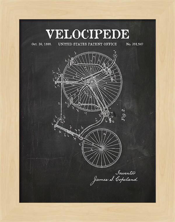 Velocipede Penny Farthing Chalkboard Patent Us391947a