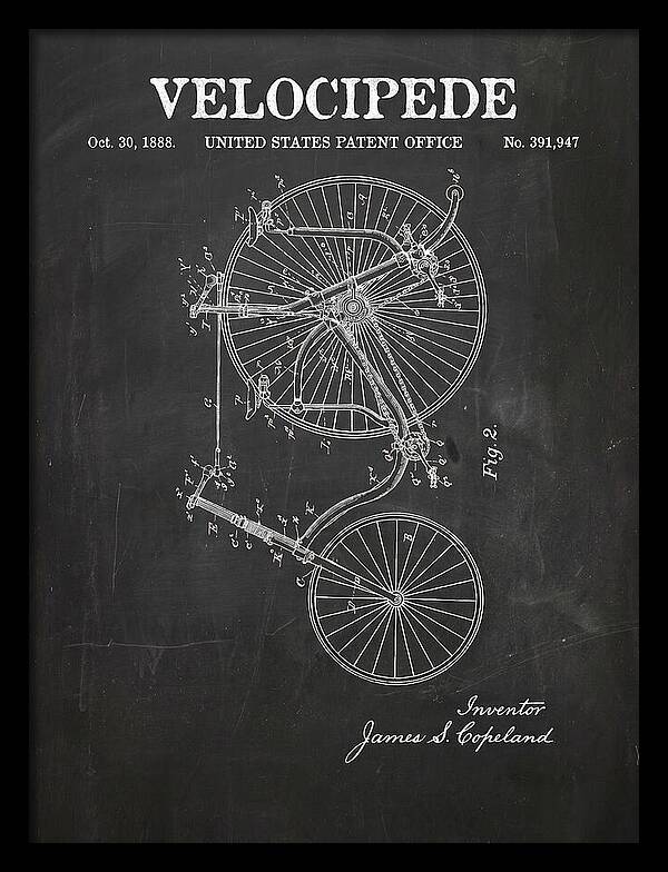 Velocipede Penny Farthing Chalkboard Patent Us391947a