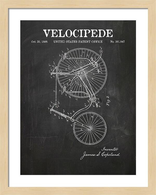 Velocipede Penny Farthing Chalkboard Patent Us391947a