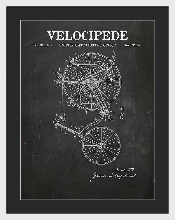 Velocipede Penny Farthing Chalkboard Patent Us391947a