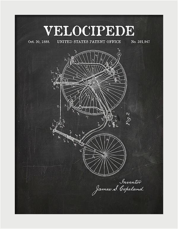Velocipede Penny Farthing Chalkboard Patent Us391947a
