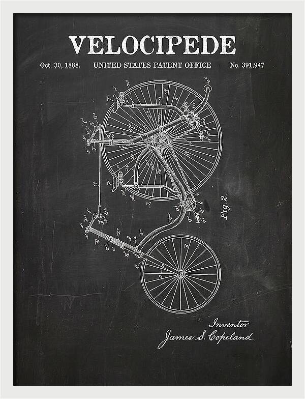 Velocipede Penny Farthing Chalkboard Patent Us391947a