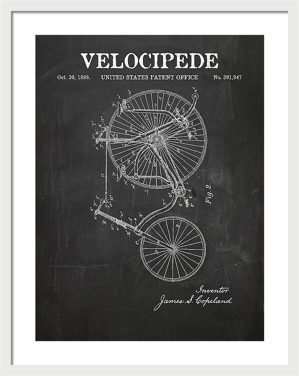 Velocipede Penny Farthing Chalkboard Patent Us391947a