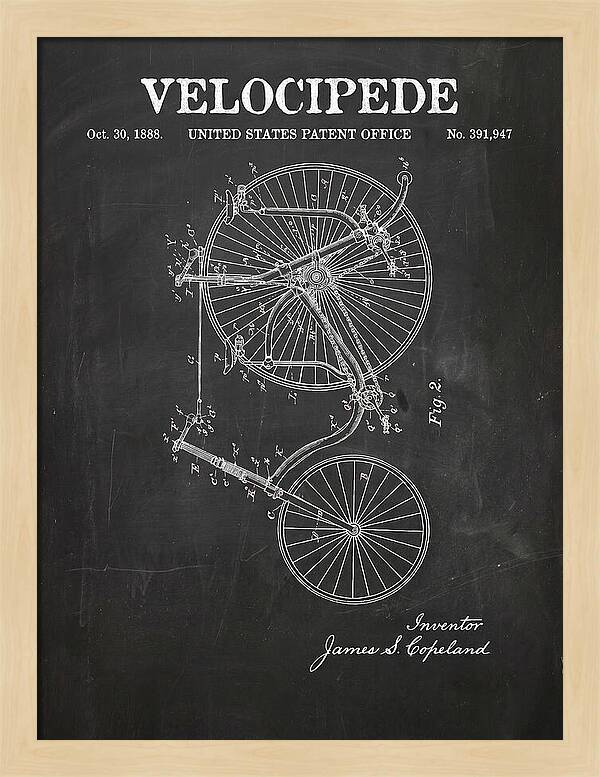 Velocipede Penny Farthing Chalkboard Patent Us391947a