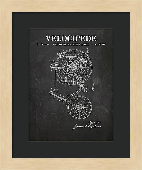 Velocipede Penny Farthing Chalkboard Patent Us391947a