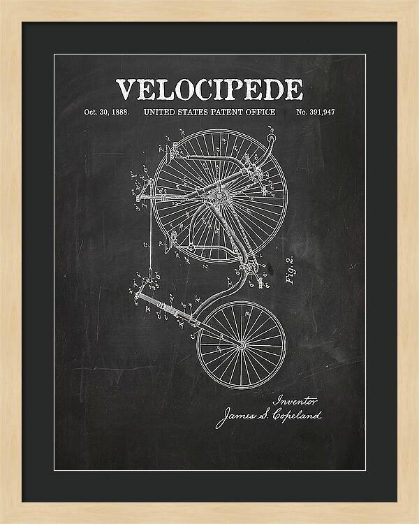 Velocipede Penny Farthing Chalkboard Patent Us391947a