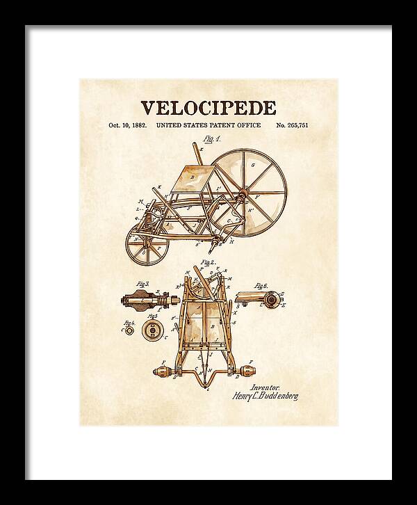 Velocipede Watercolor Patent Us265751a