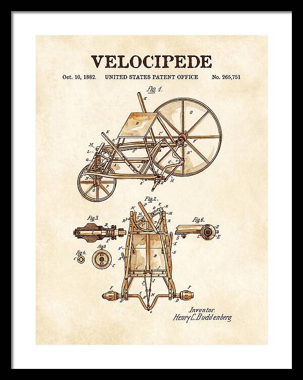Velocipede Watercolor Patent Us265751a