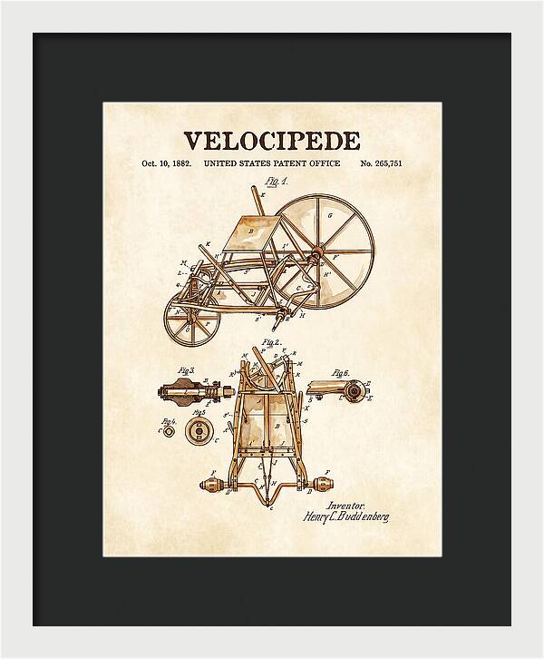Velocipede Watercolor Patent Us265751a