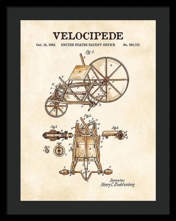 Velocipede Watercolor Patent Us265751a