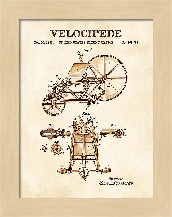 Velocipede Watercolor Patent Us265751a