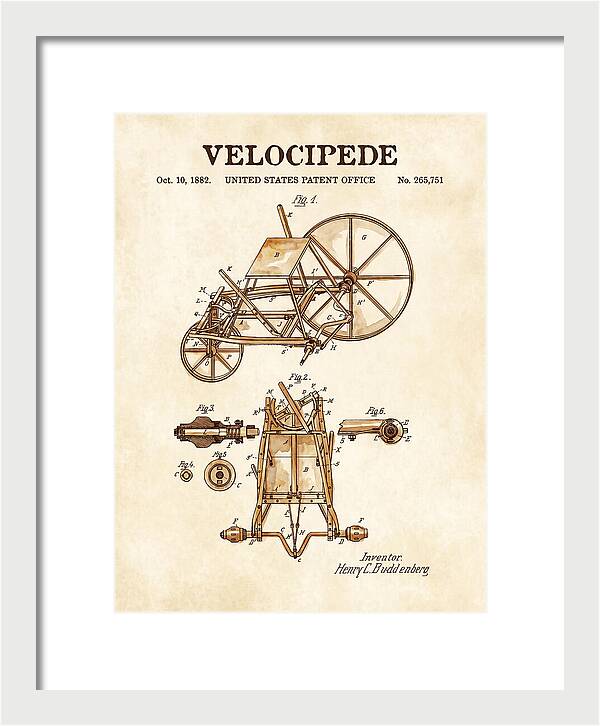 Velocipede Watercolor Patent Us265751a