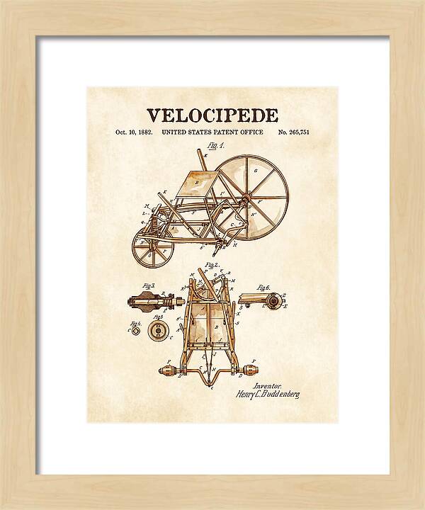 Velocipede Watercolor Patent Us265751a