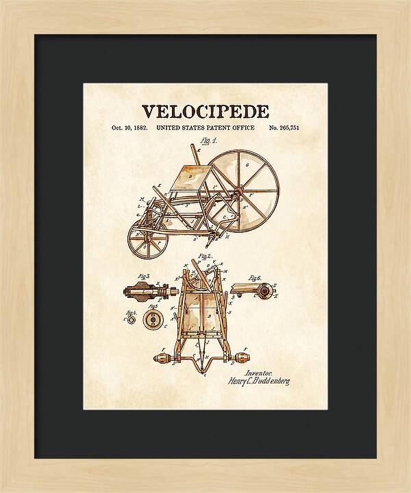 Velocipede Watercolor Patent Us265751a