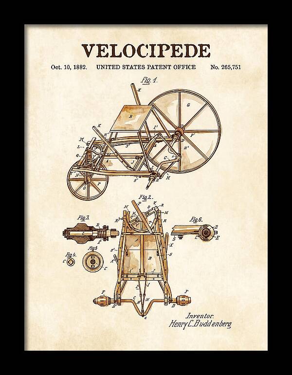 Velocipede Watercolor Patent Us265751a