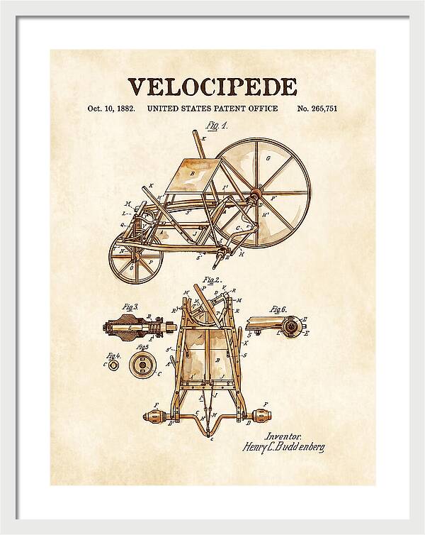 Velocipede Watercolor Patent Us265751a