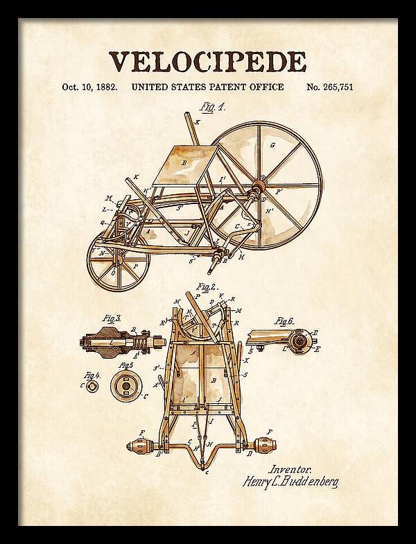 Velocipede Watercolor Patent Us265751a