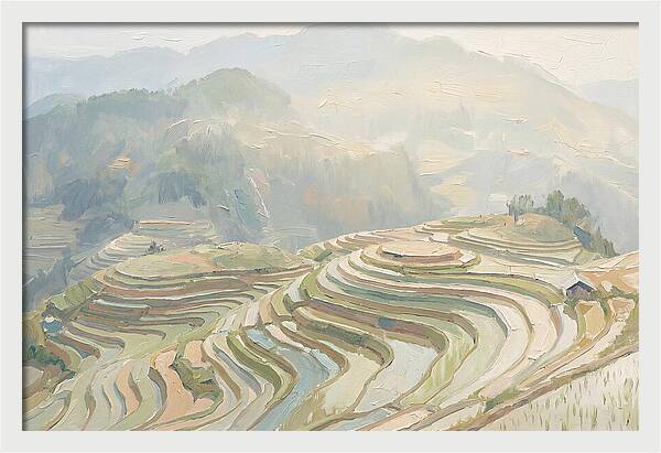 Vertical Rice Terraces In Mist