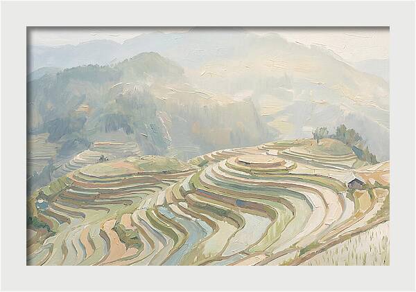 Vertical Rice Terraces In Mist