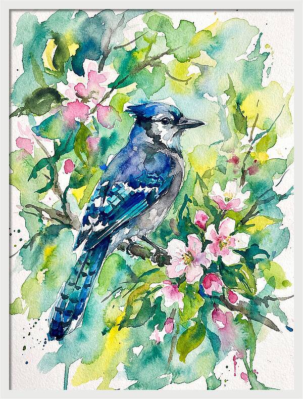 Vibrant Blue Jay In Bloom