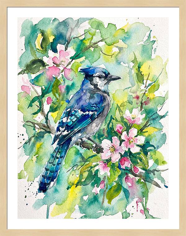 Vibrant Blue Jay In Bloom
