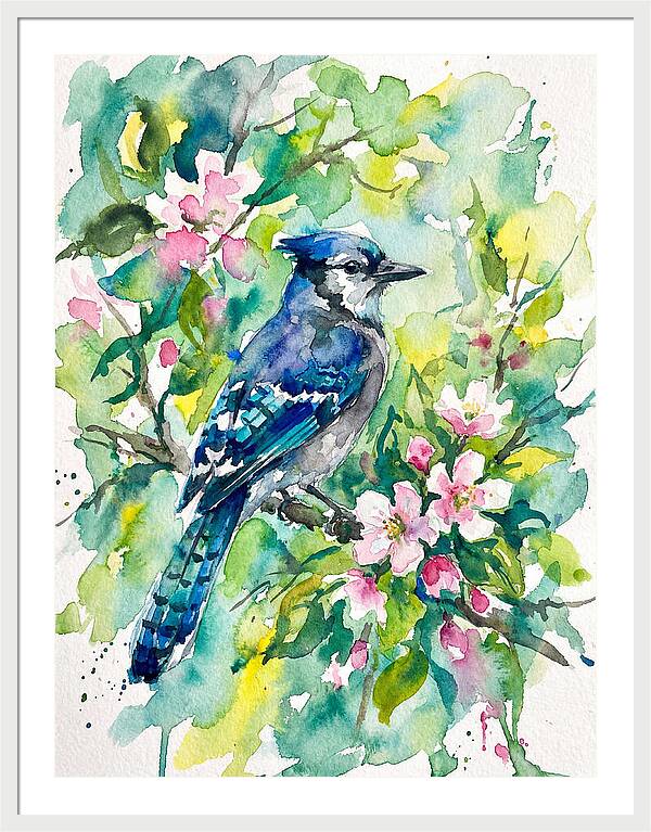 Vibrant Blue Jay In Bloom