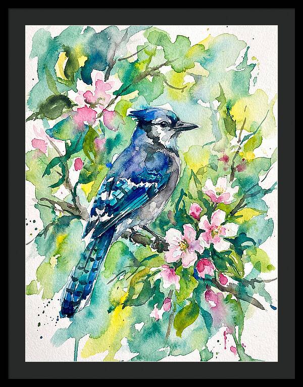 Vibrant Blue Jay In Bloom