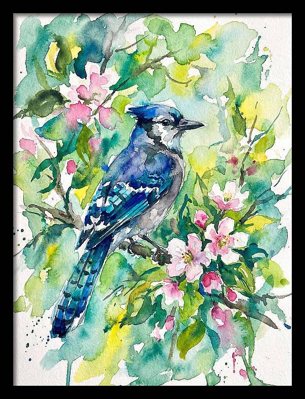 Vibrant Blue Jay In Bloom