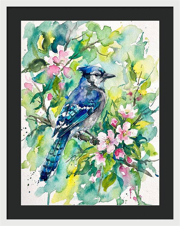 Vibrant Blue Jay In Bloom