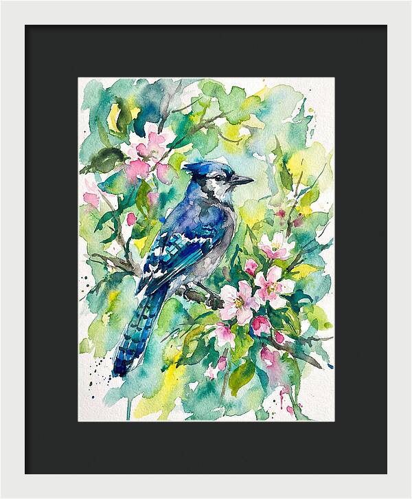 Vibrant Blue Jay In Bloom