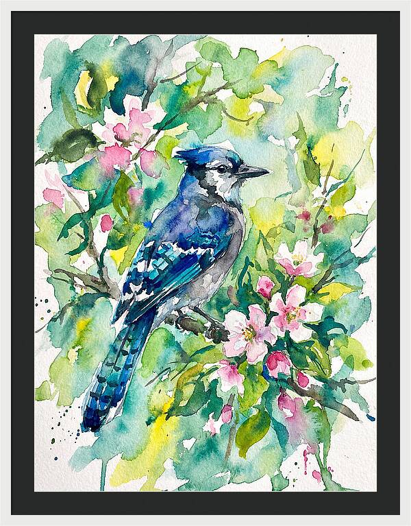 Vibrant Blue Jay In Bloom