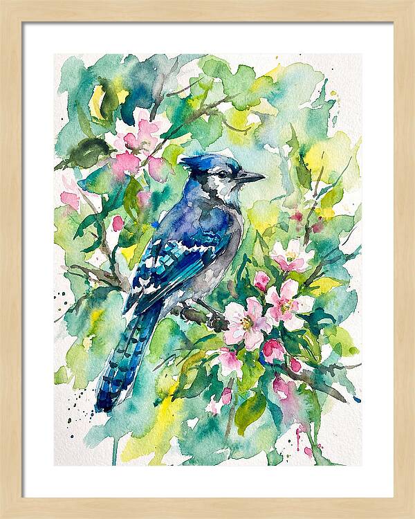Vibrant Blue Jay In Bloom