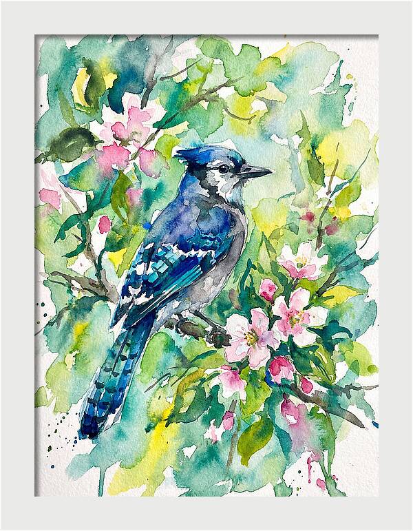 Vibrant Blue Jay In Bloom